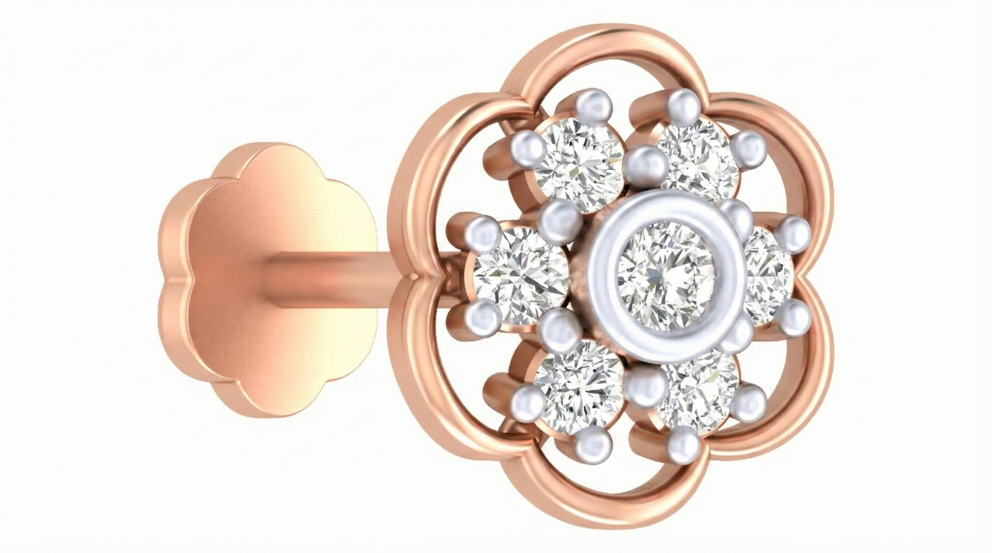 18K Gold & Diamond Stud Nose Pin KRA50280