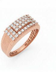 पुरुषों के लिए गोल्ड और डायमंड बैंड रिंग KRC20229