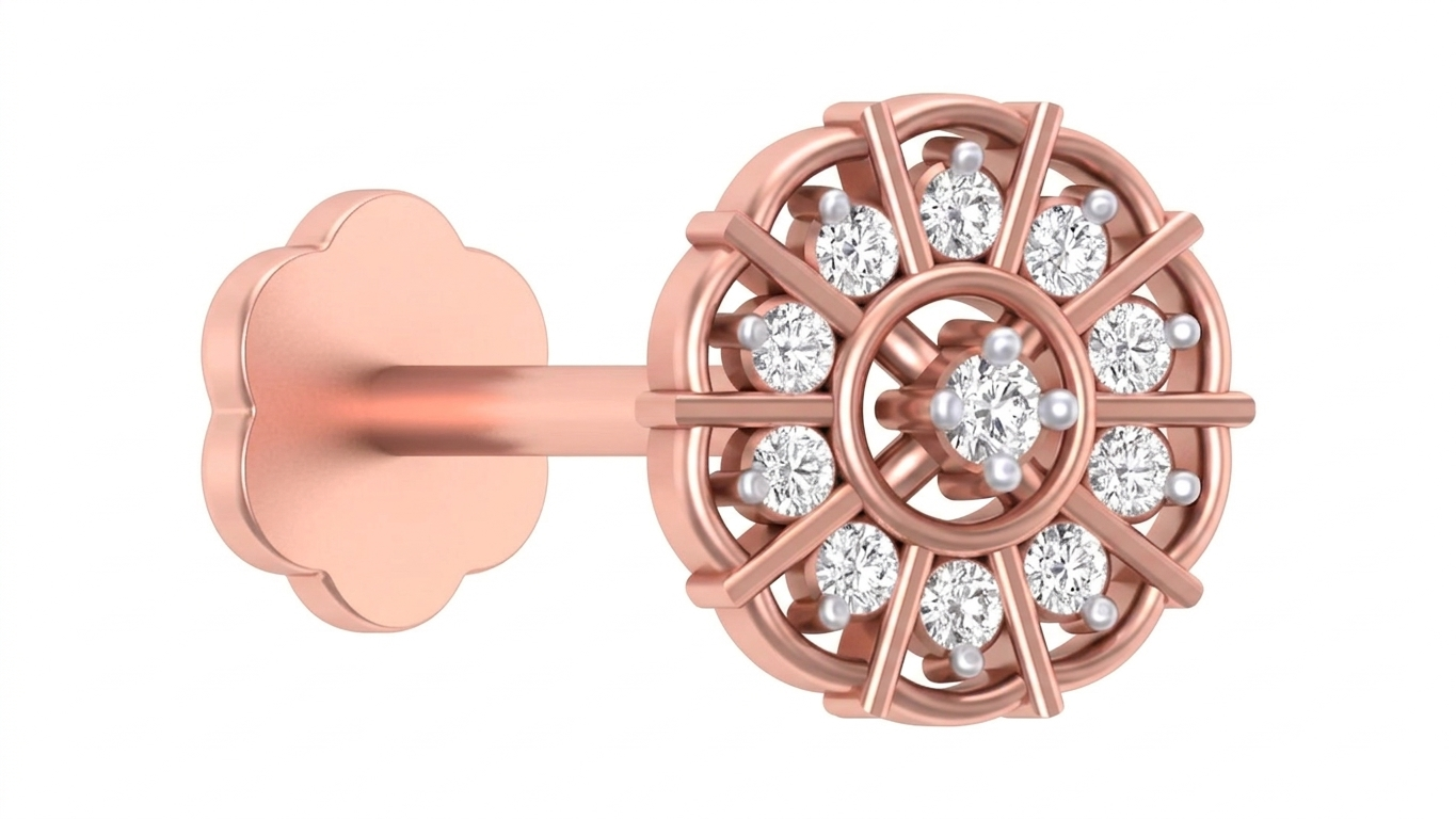 Gold & Diamond Round Nose Pin KRC80141