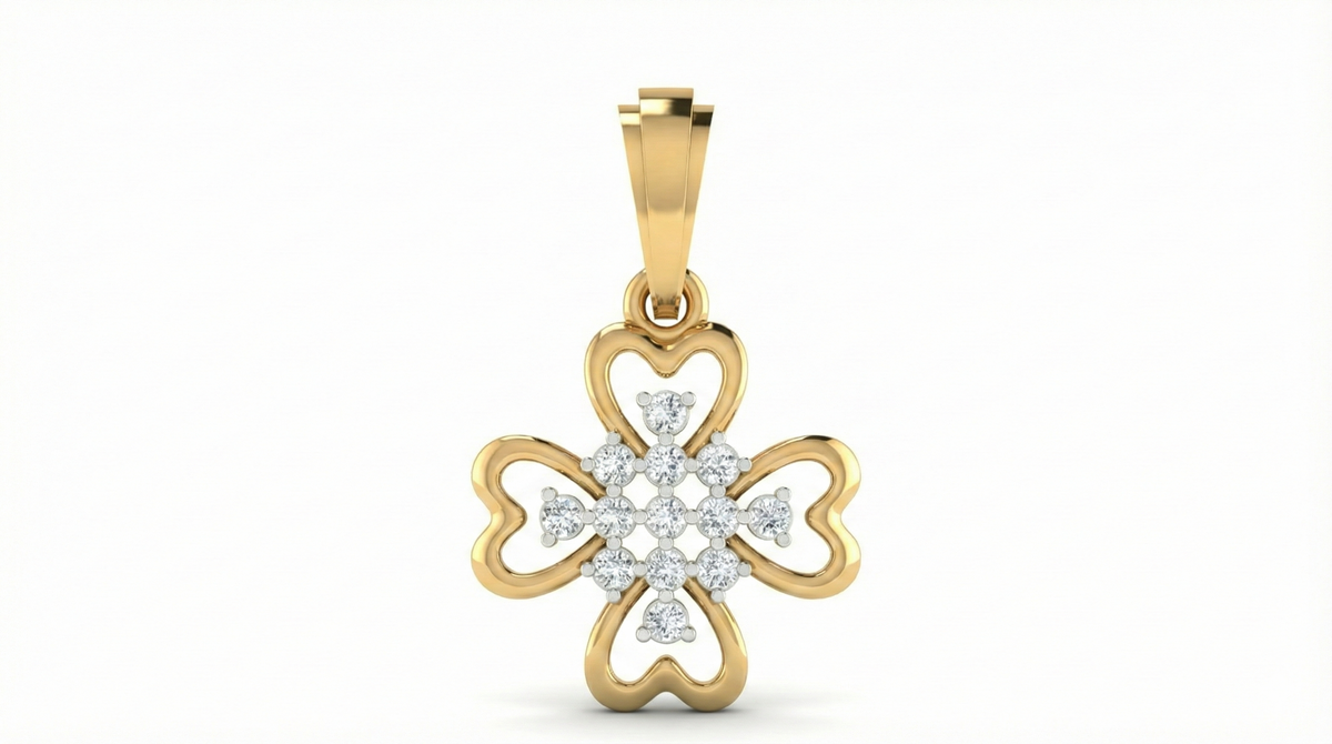 18K Gold & Diamond Floral Pendent Set KRA40083P