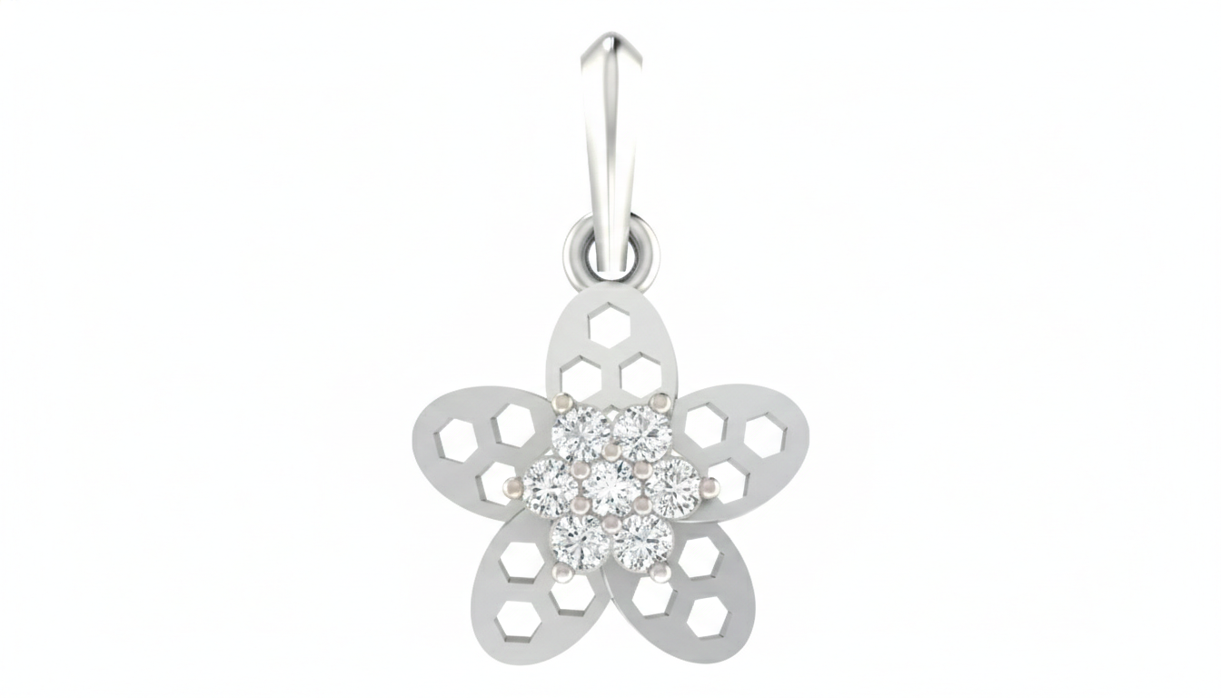 Gold & Diamond Floral Pendant Set KRC40599