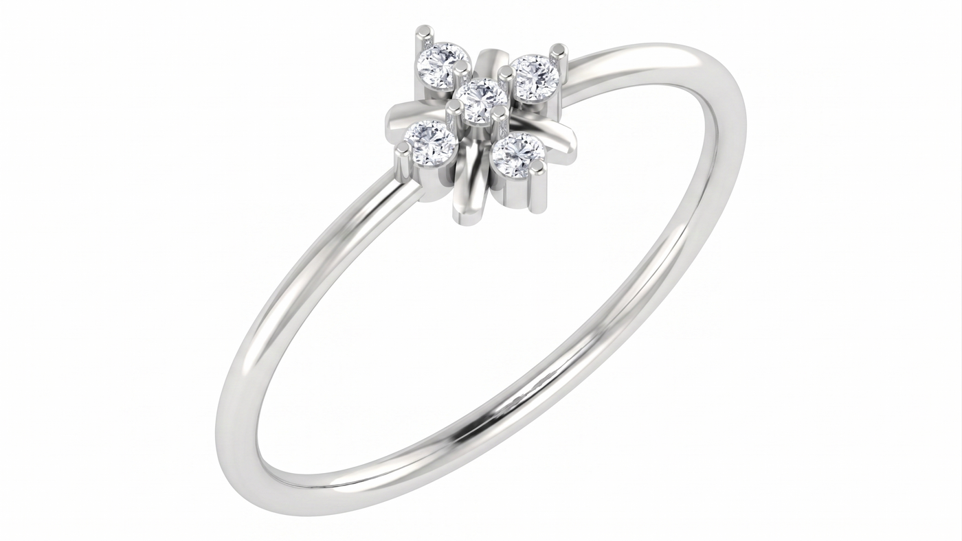 Gold & Diamond Floral Ring For Women KRC10823