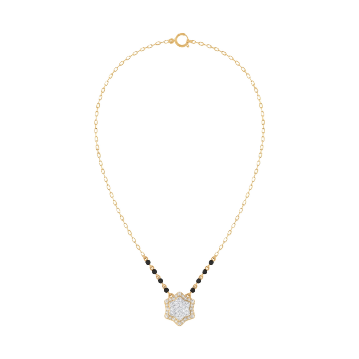 Gold & Diamond Floral Beaded Mangalsutra For Women KRC50169