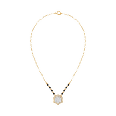 Gold & Diamond Floral Beaded Mangalsutra For Women KRC50169