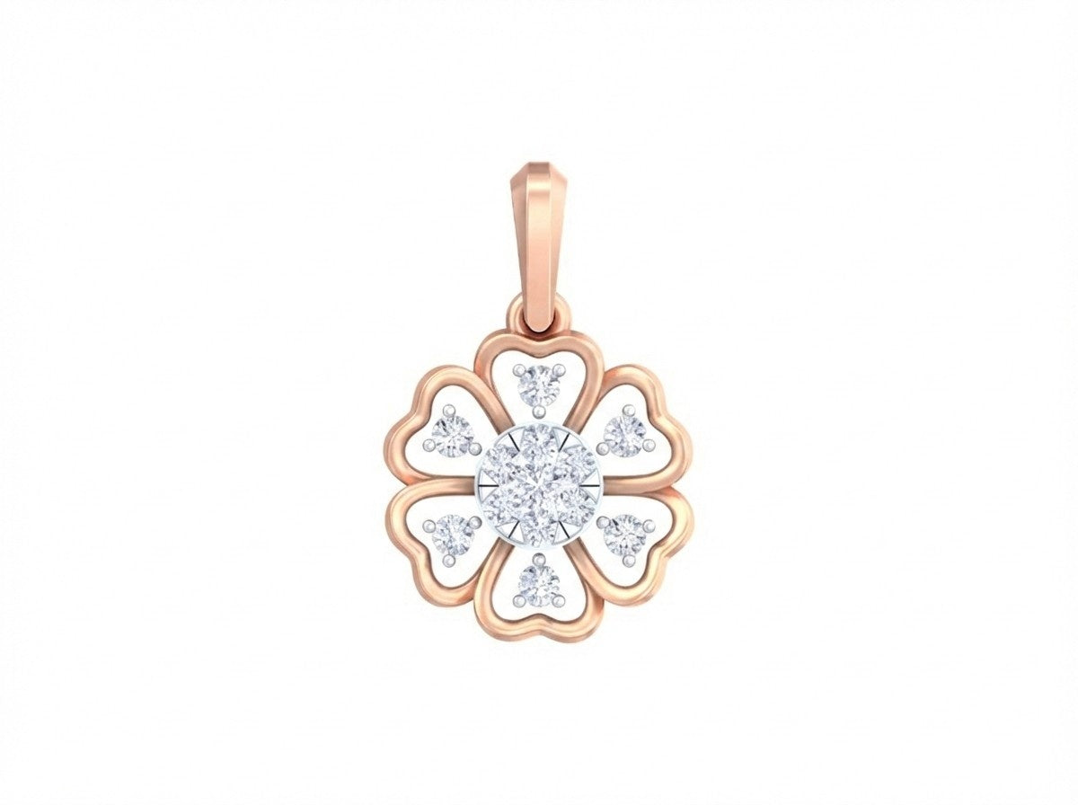 Elegant 18K gold and diamond floral pendant with sparkling natural diamonds and a timeless luxury design.