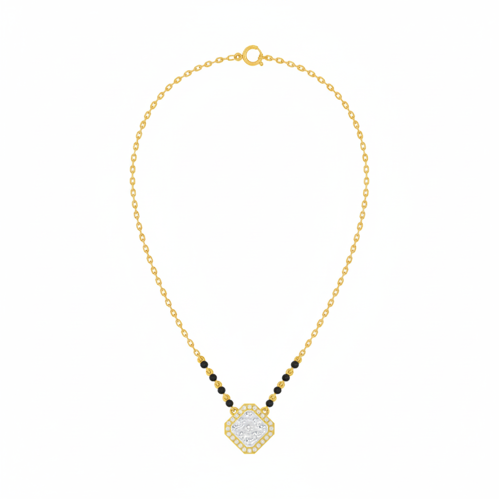 Gold & Diamond Beaded Mangalsutra For Women KRC50189