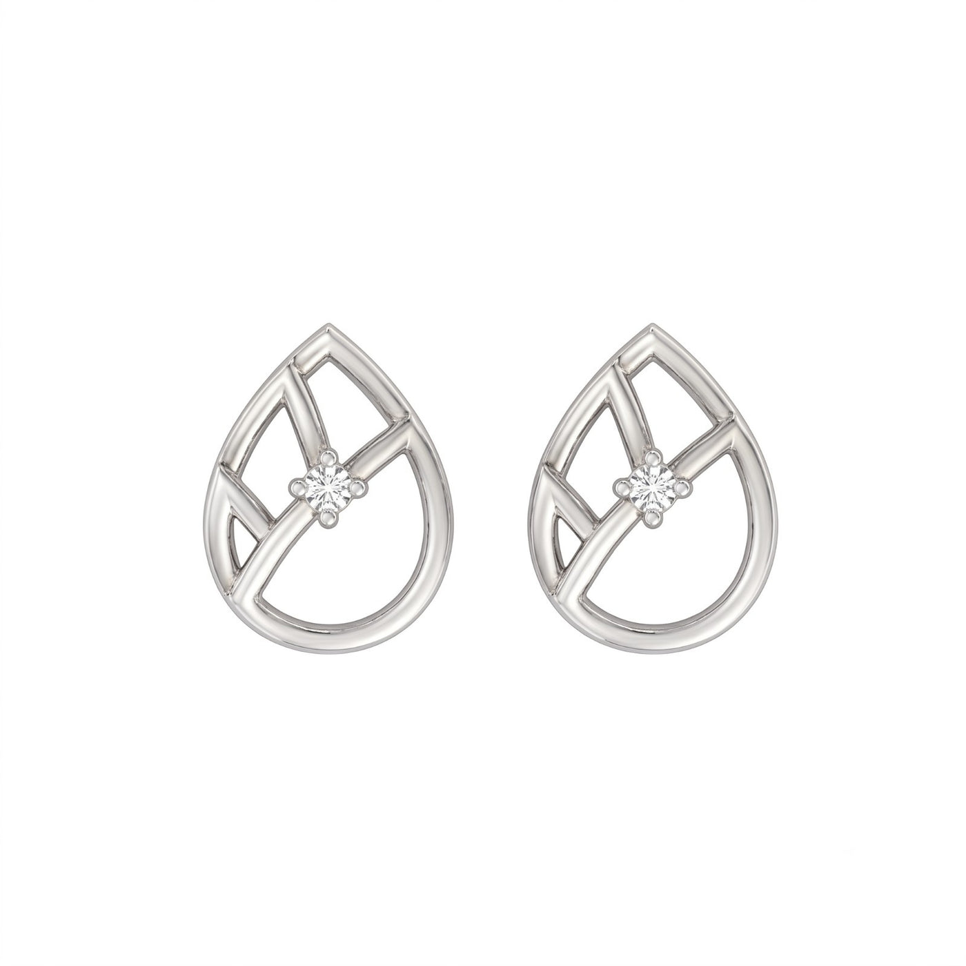White gold and diamond teardrop-shaped on a white background