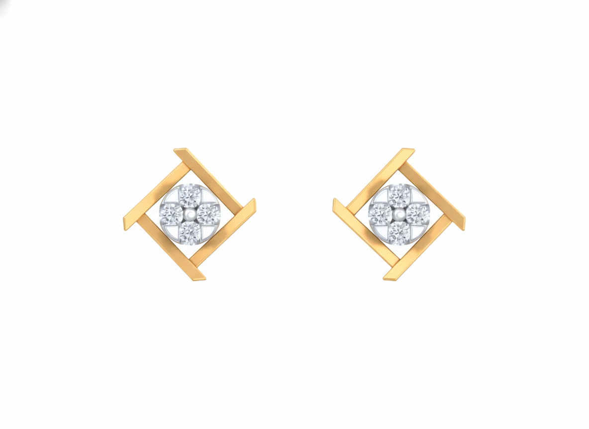 18K Gold & Diamond Women Stud Earring KRK30045