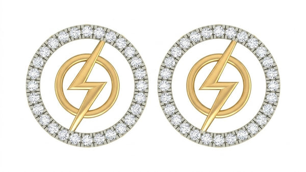 Gold & Diamond Round-Shaped Women Stud Earring KRC40685E