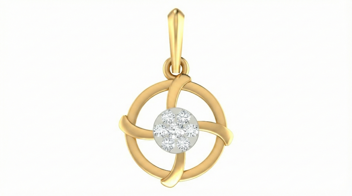 18K Gold & Diamond Floral Pendant Set KRA40145P