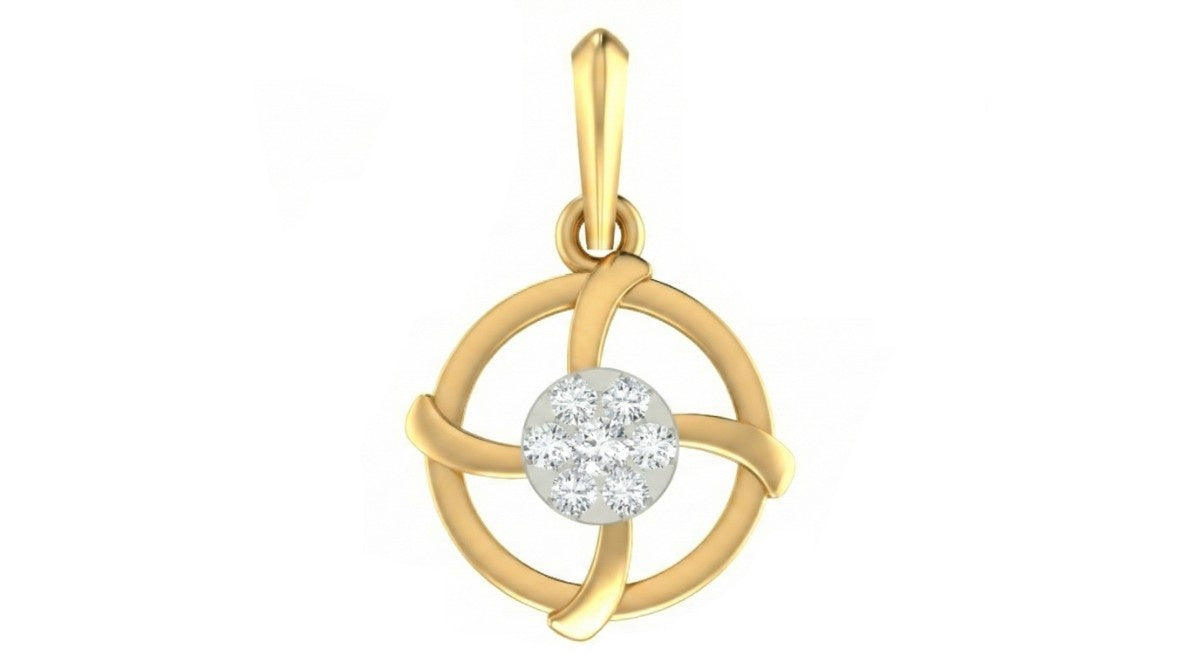 Gold pendant with a diamond on a white background