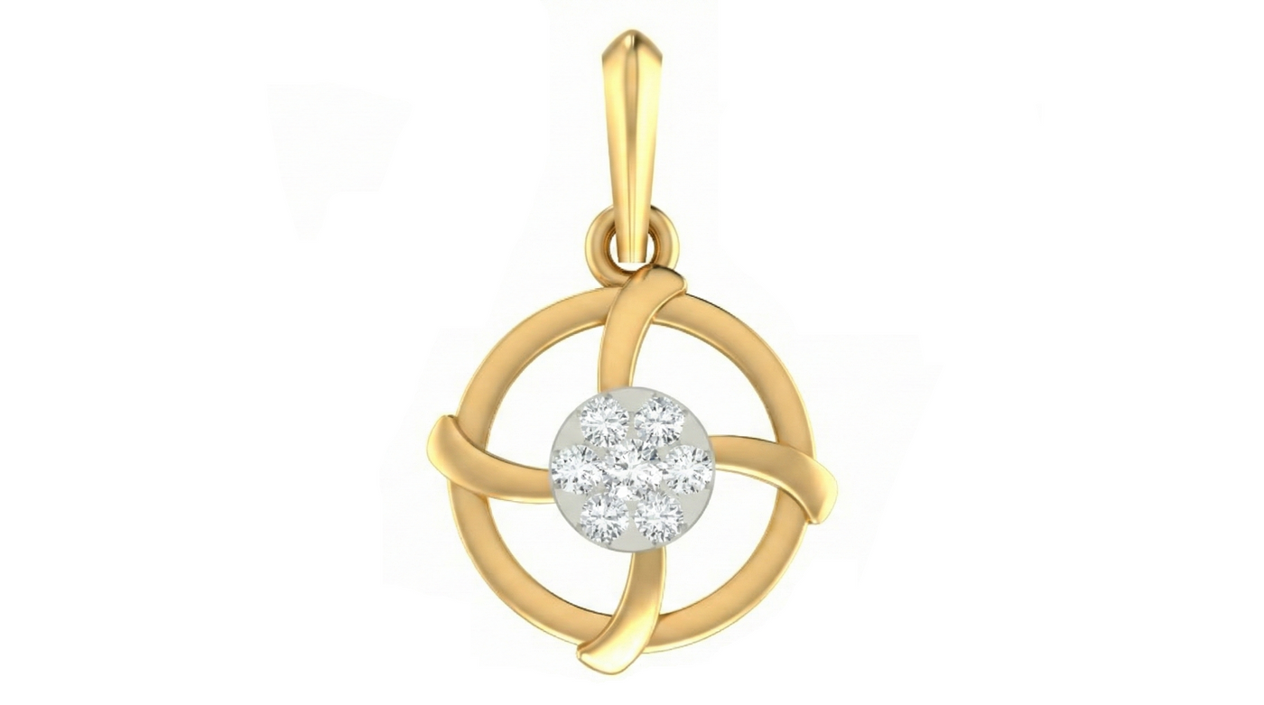 Gold & Diamond Floral Pendant Set KRC40594