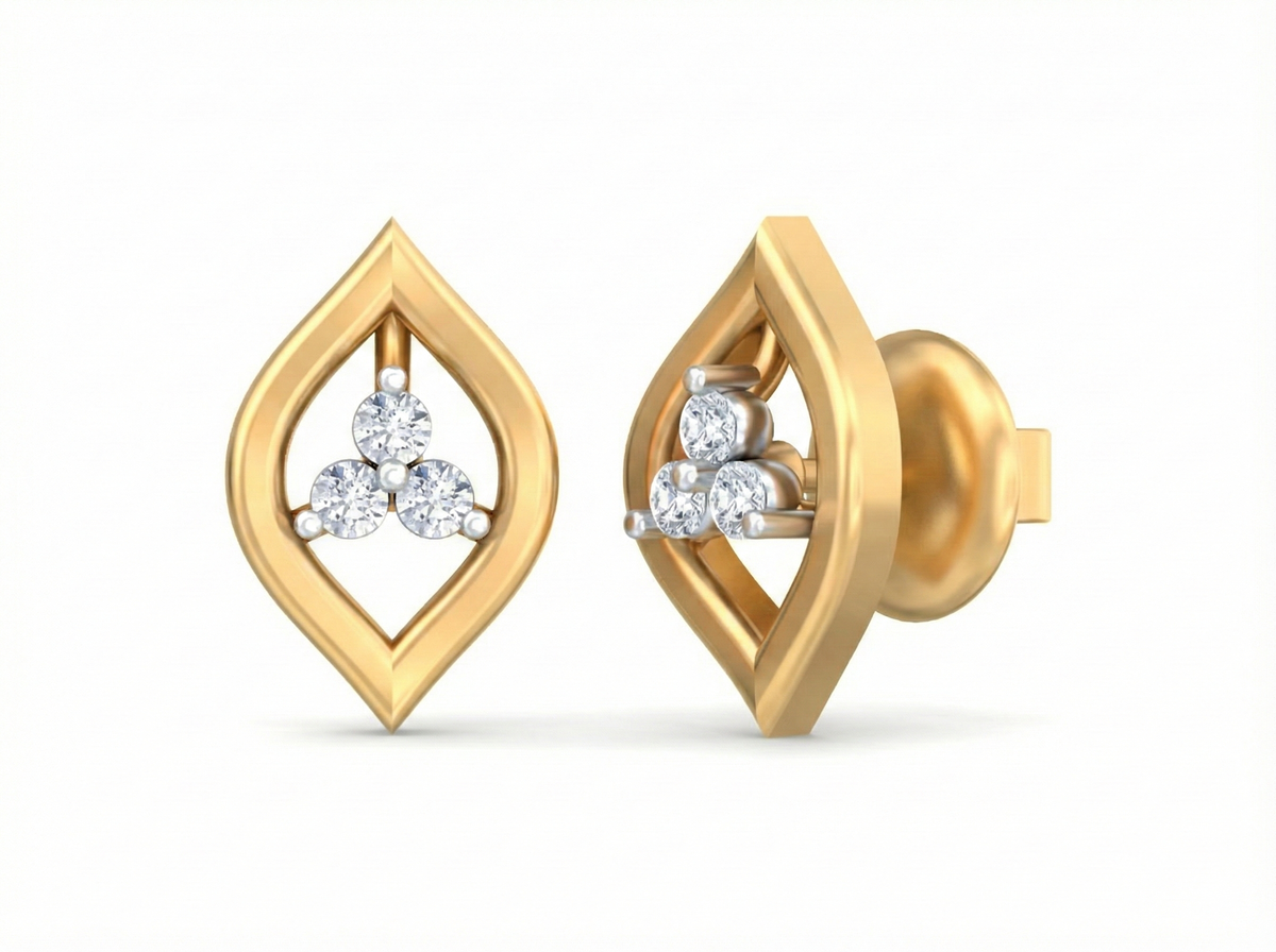 18K Gold & Diamond Women Stud Earring KSK032