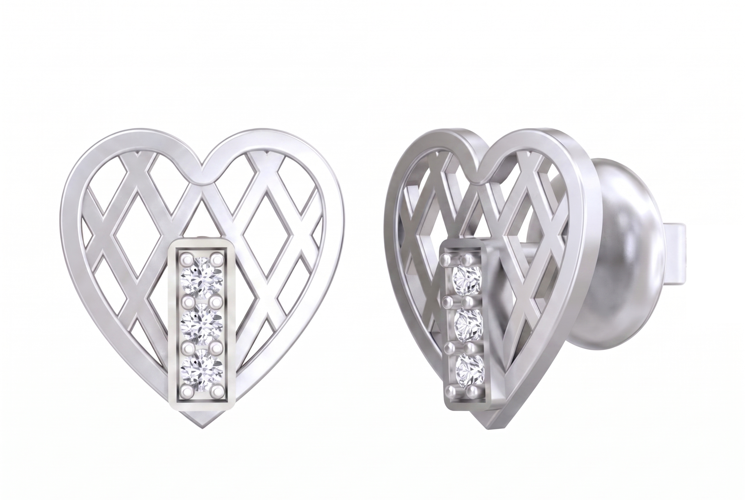 Heart White Gold Diamond Earring | under 40k 