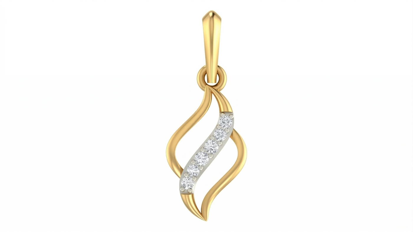 Minimalist Twist Gold & Diamond PENDANT SET KRC40554
