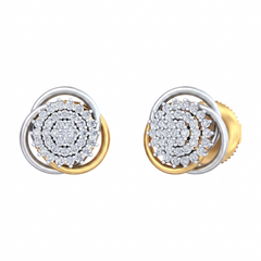 गोल्ड और डायमंड महिलाओं की फ्लोरल स्टड ईयररिंग केआरसी40146ई