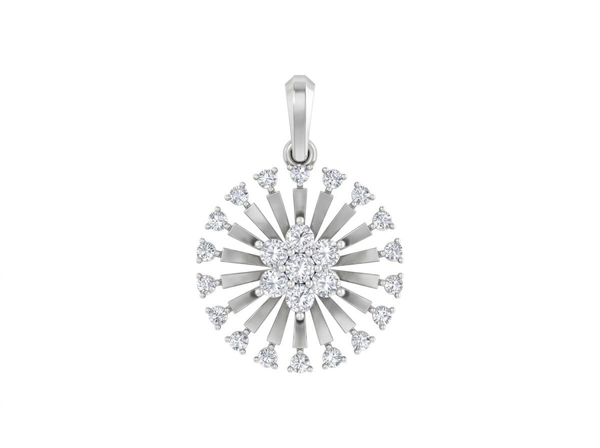 White Gold and diamond pendant on a white background