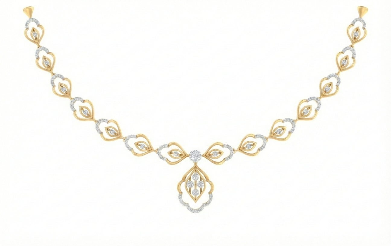 Gold & Diamond Dailywear Necklace Set KRC60093