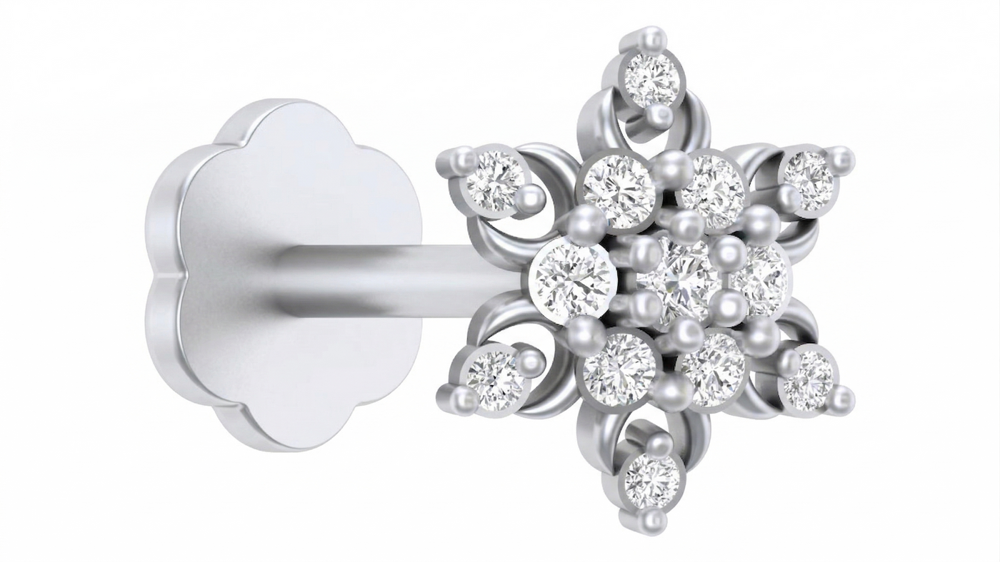 Gold & Diamond Stud Nose Pin KRC80119