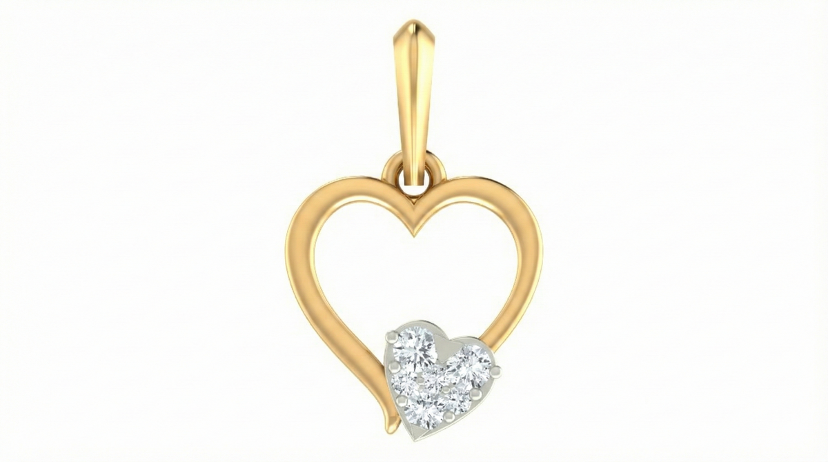 18K Gold & Diamond Heart Pendant Set KRA40178P