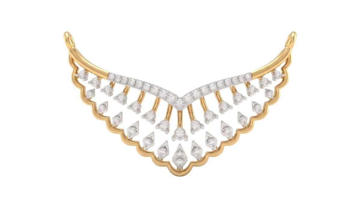 Yellow gold & diamond floral mangalsutra on white background