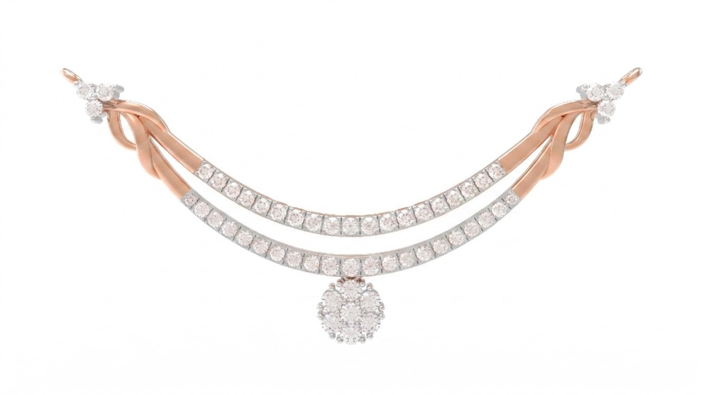 rose gold and diamond mangalsutra  on a white background