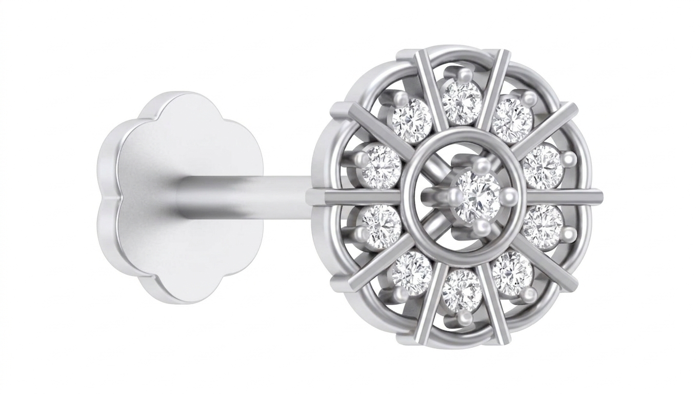 Gold & Diamond Round Nose Pin KRC80141