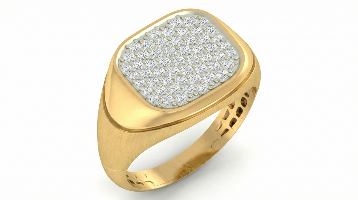 18K Gold & Diamond Band Ring For Men KRA60177