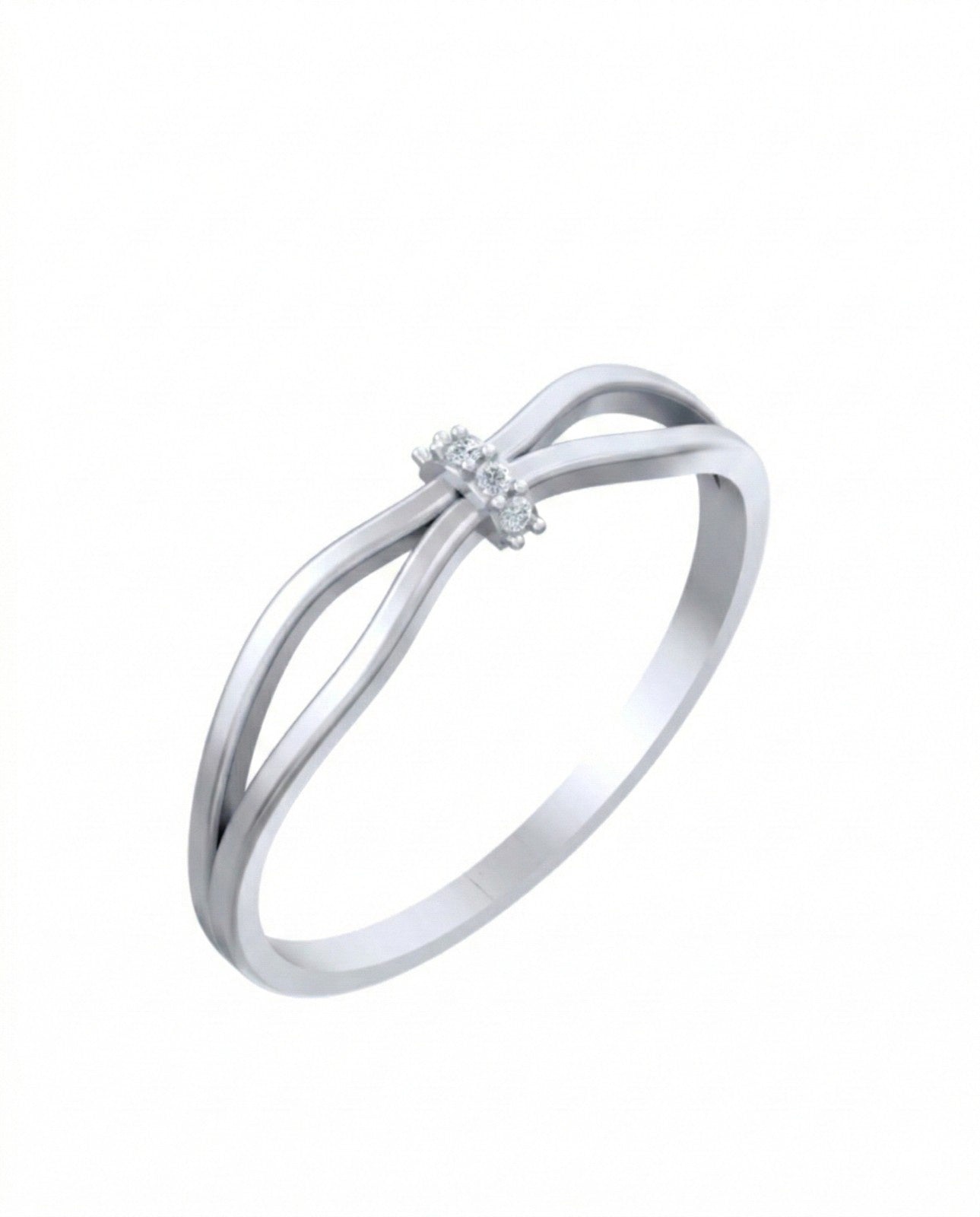 White gold ring with a diamond on a white background
