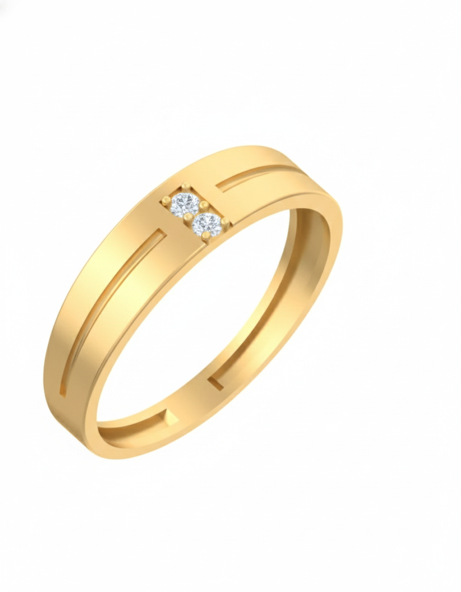 Gold & Diamond Band Ring For Men KRC20044
