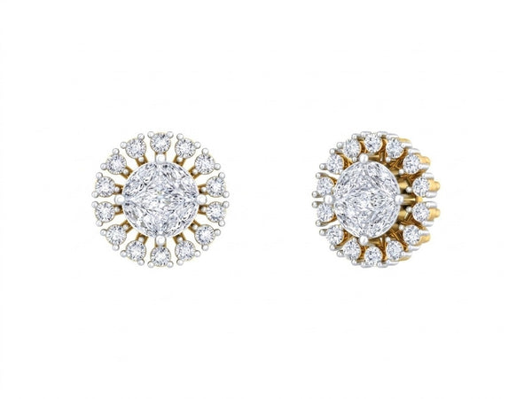 Gold & Diamond Halo Women Stud Earring KRC30219