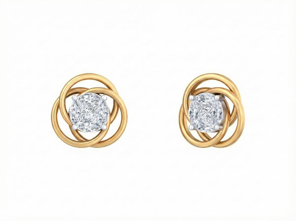 Gold & Diamond Floral Women Stud Earring KRC30220