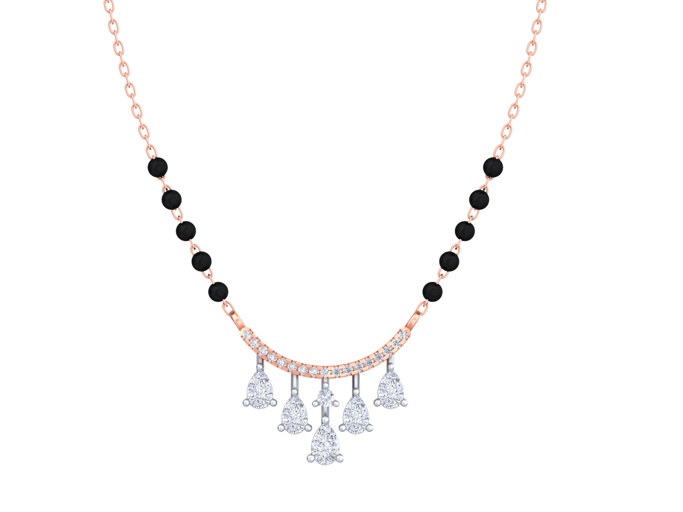 Classic Gold & Diamond Beaded Mangalsutra For Women KRC50118