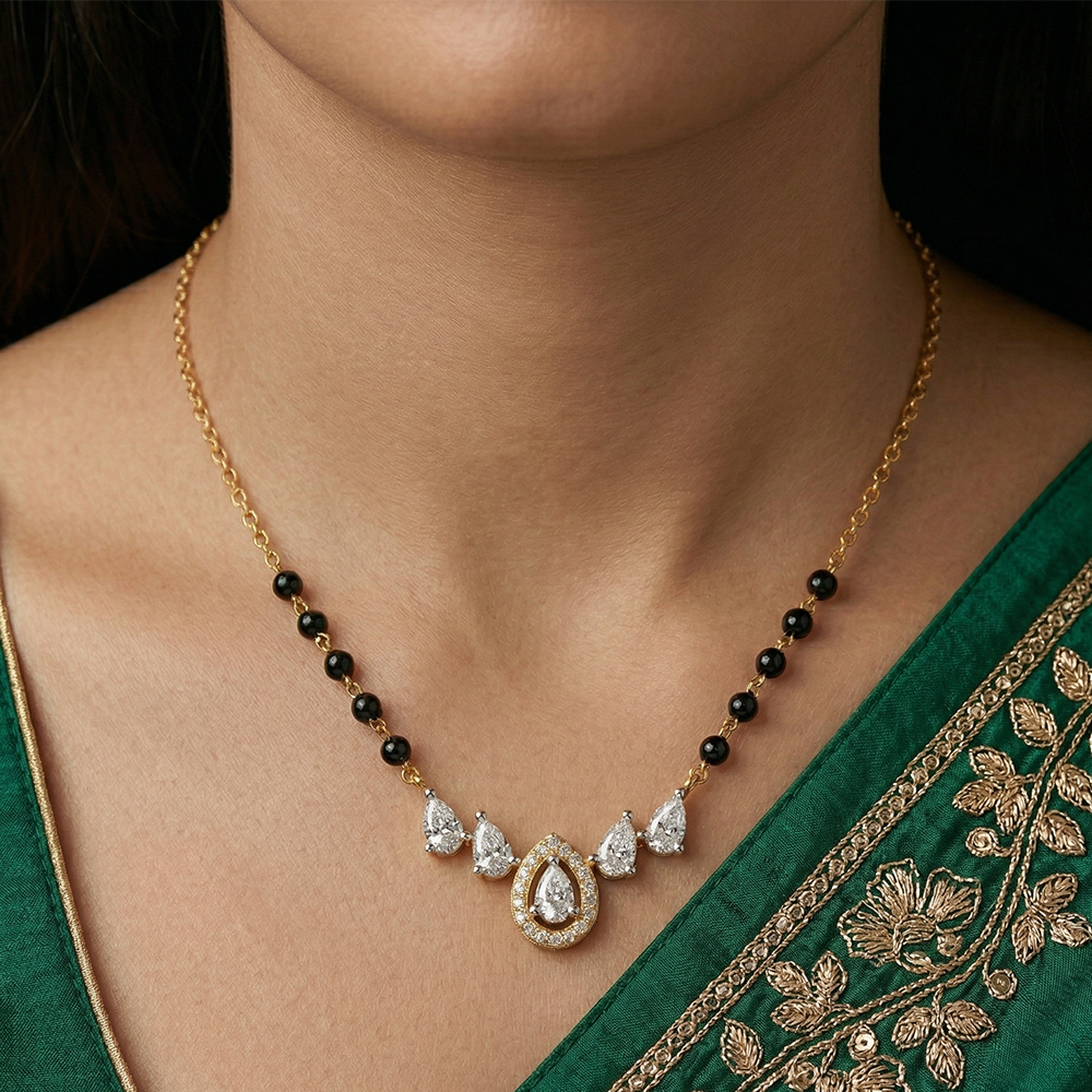 Gold & Diamond Bridal Mangalsutra For Women KRC50174
