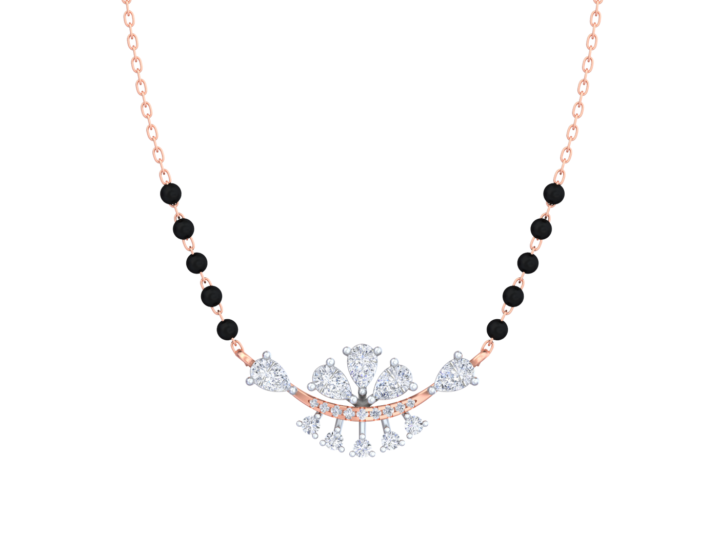 Gold & Diamond Floral Mangalsutra For Women KRC50142