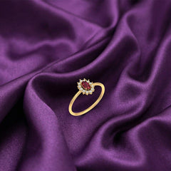 Gold & Diamond Gemstone Ring For Women KRB10129