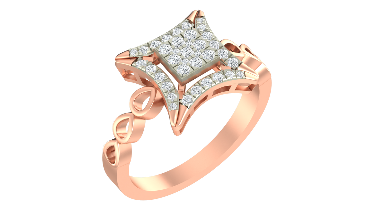 18K Gold & Diamond Ring For Women KRA10042