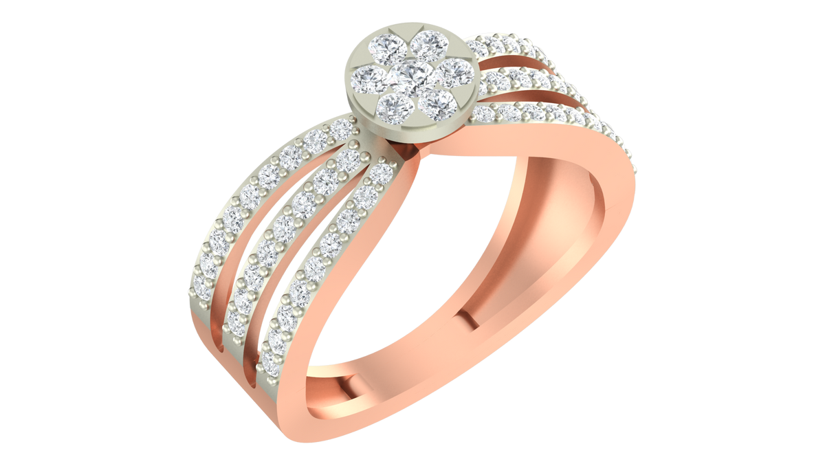 18K Gold & Diamond Ring For Women KRA10043