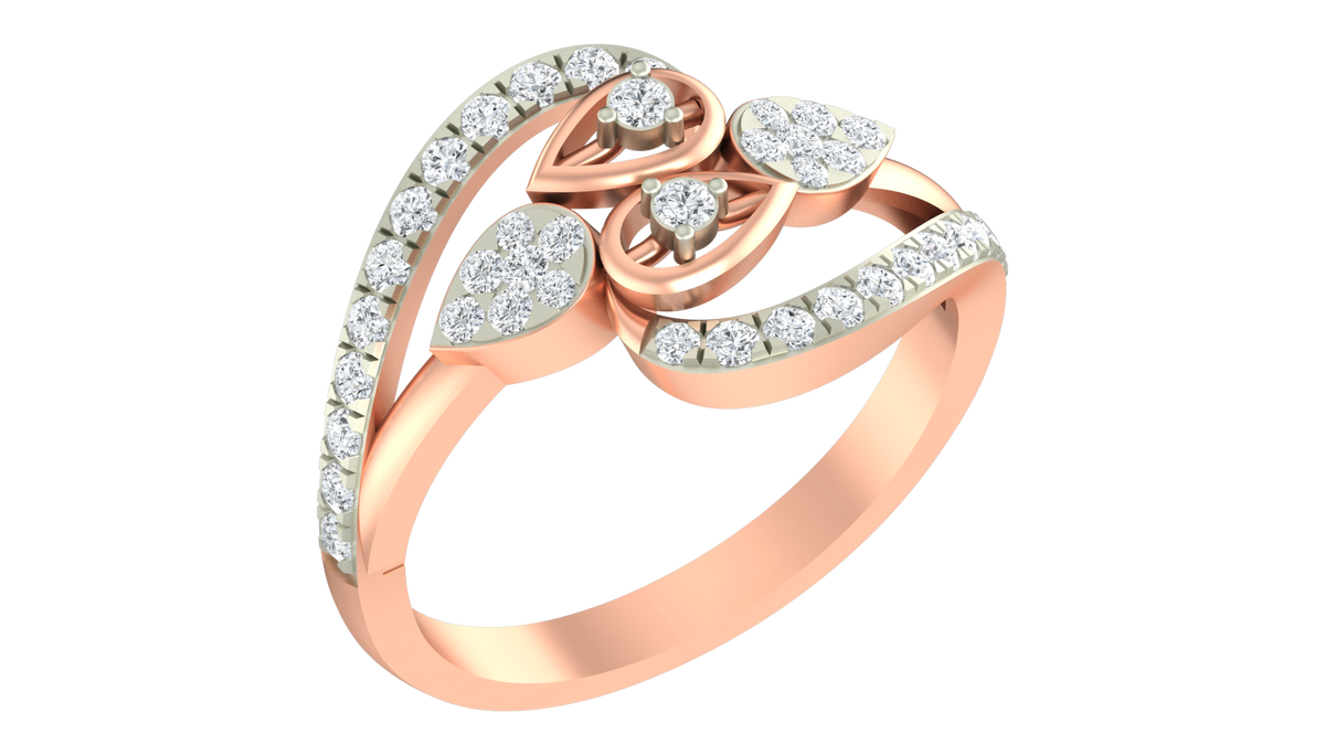 18K Gold & Diamond Ring For Women KRA10048