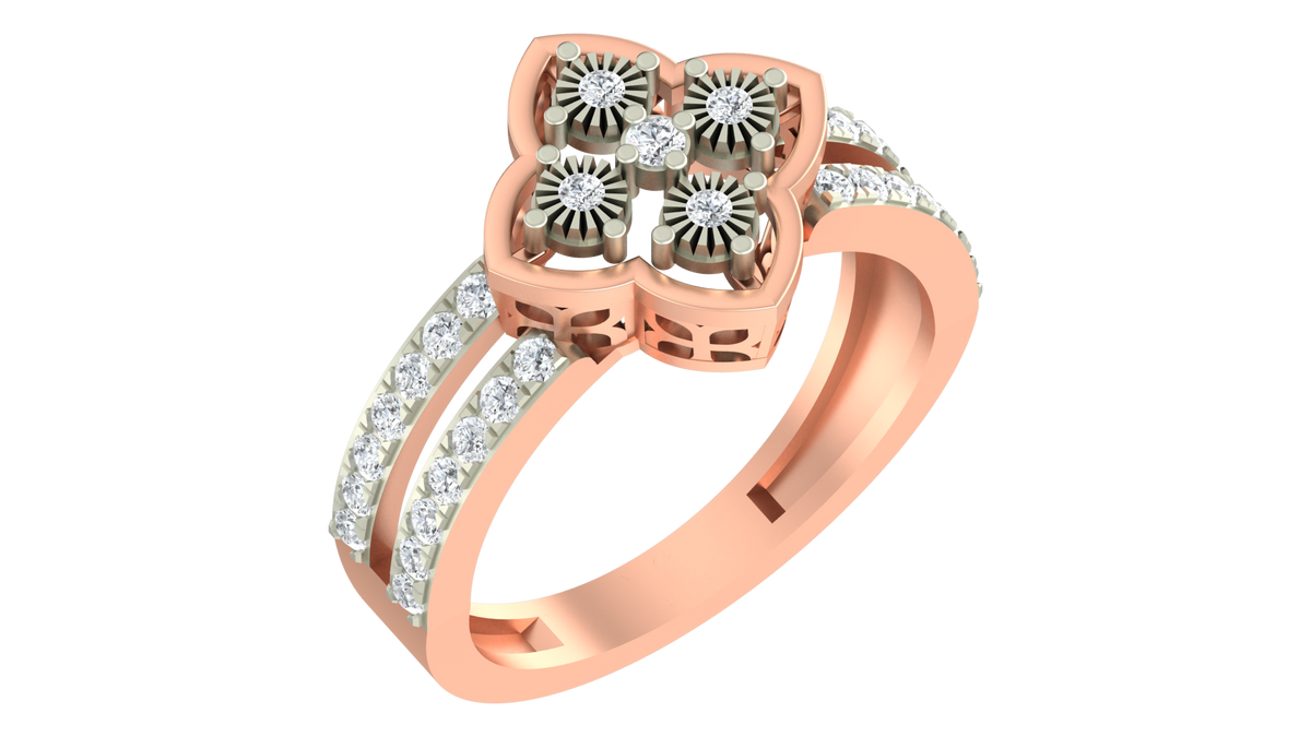 18K Gold & Diamond Ring For Women KRA10050