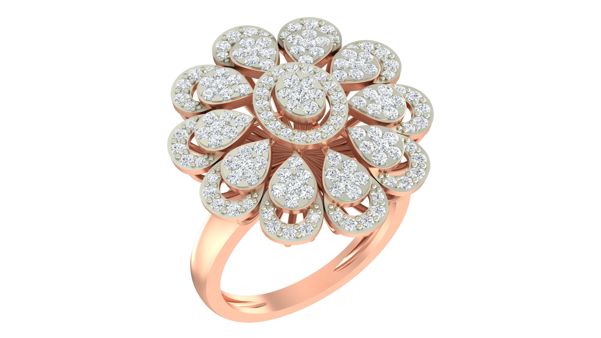 18K Gold & Diamond Ring For Women KRA10053