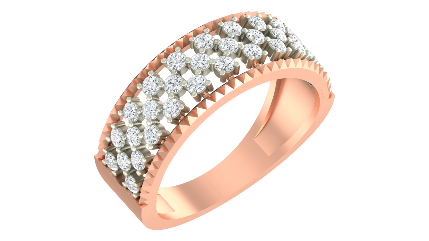 महिलाओं के लिए 18K गोल्ड और डायमंड बैंड रिंग KRA10482