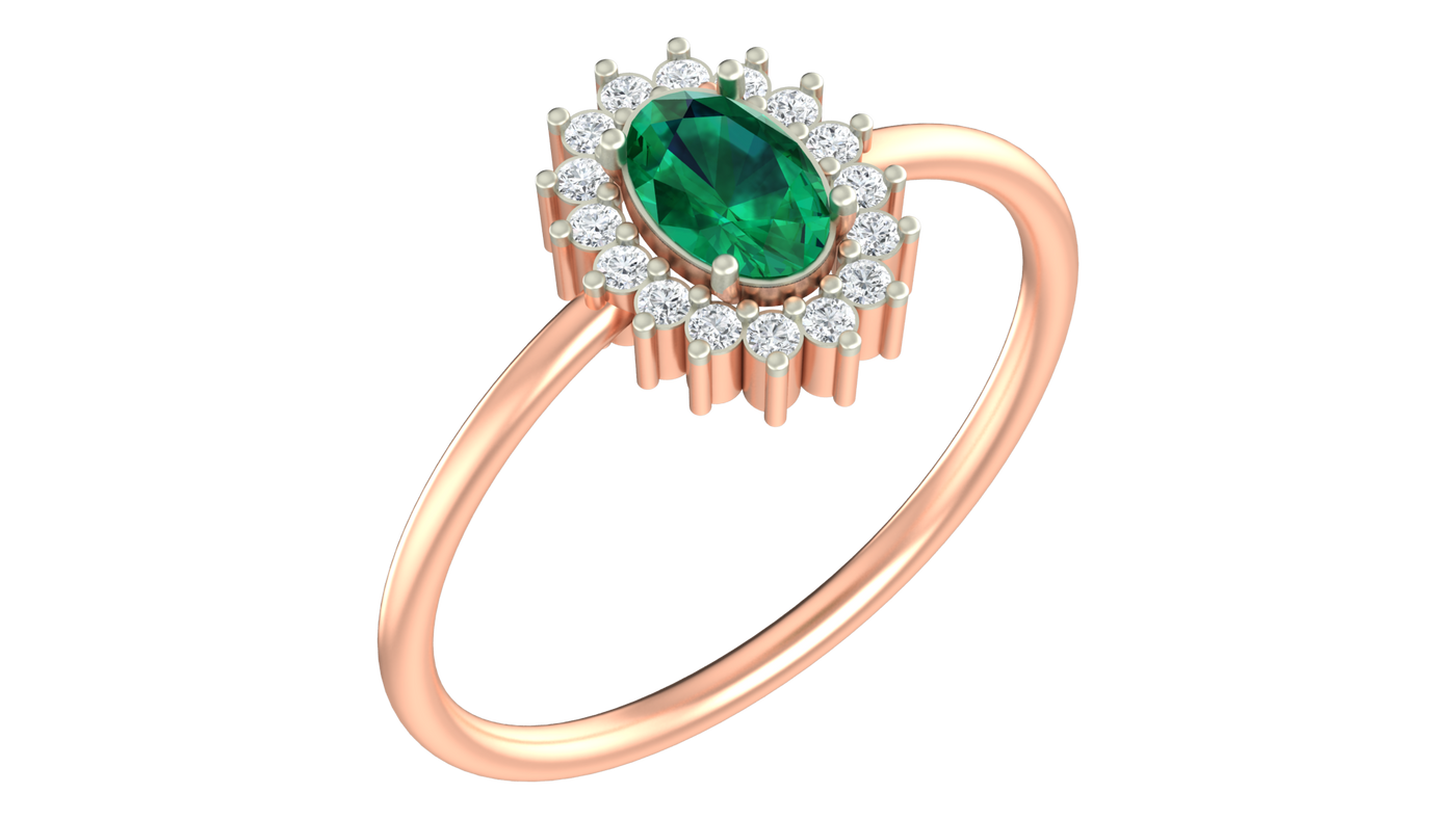 महिलाओं के लिए 18K गोल्ड और डायमंड जेमस्टोन रिंग KRA10508