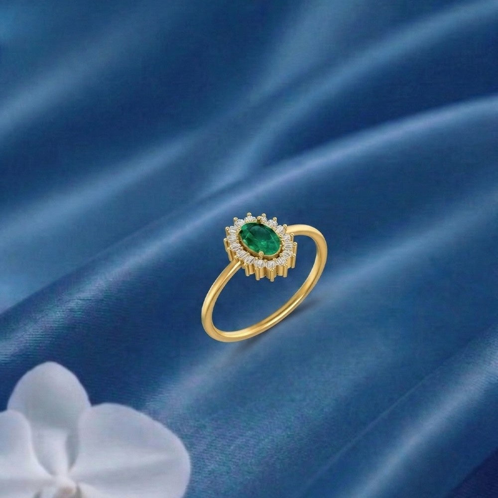 महिलाओं के लिए 18K गोल्ड और डायमंड जेमस्टोन रिंग KRA10508