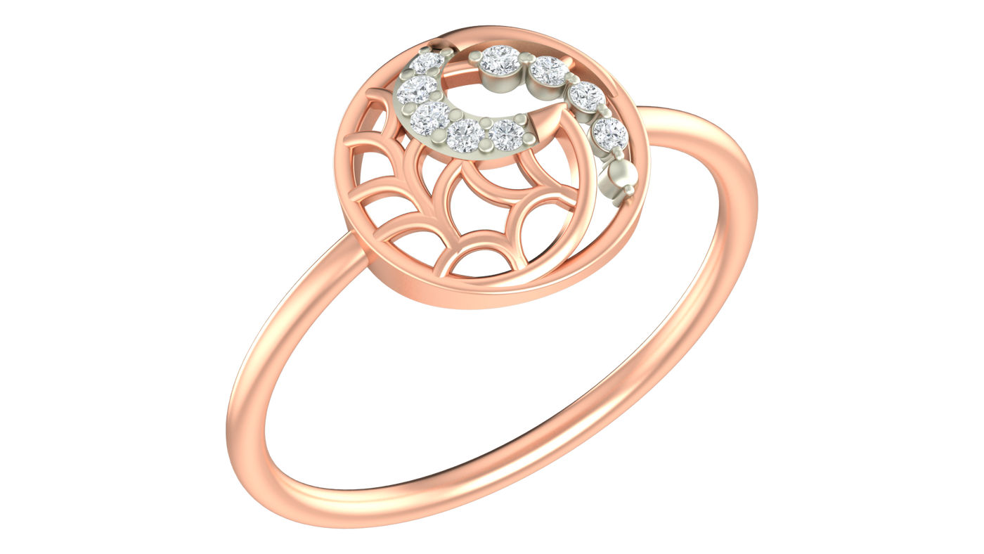 Gold & Diamond Halo Ring For Women KRC10622