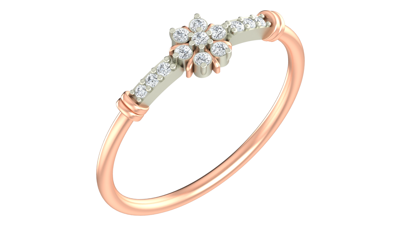 Gold & Diamond Floral Ring For Women KRC10629