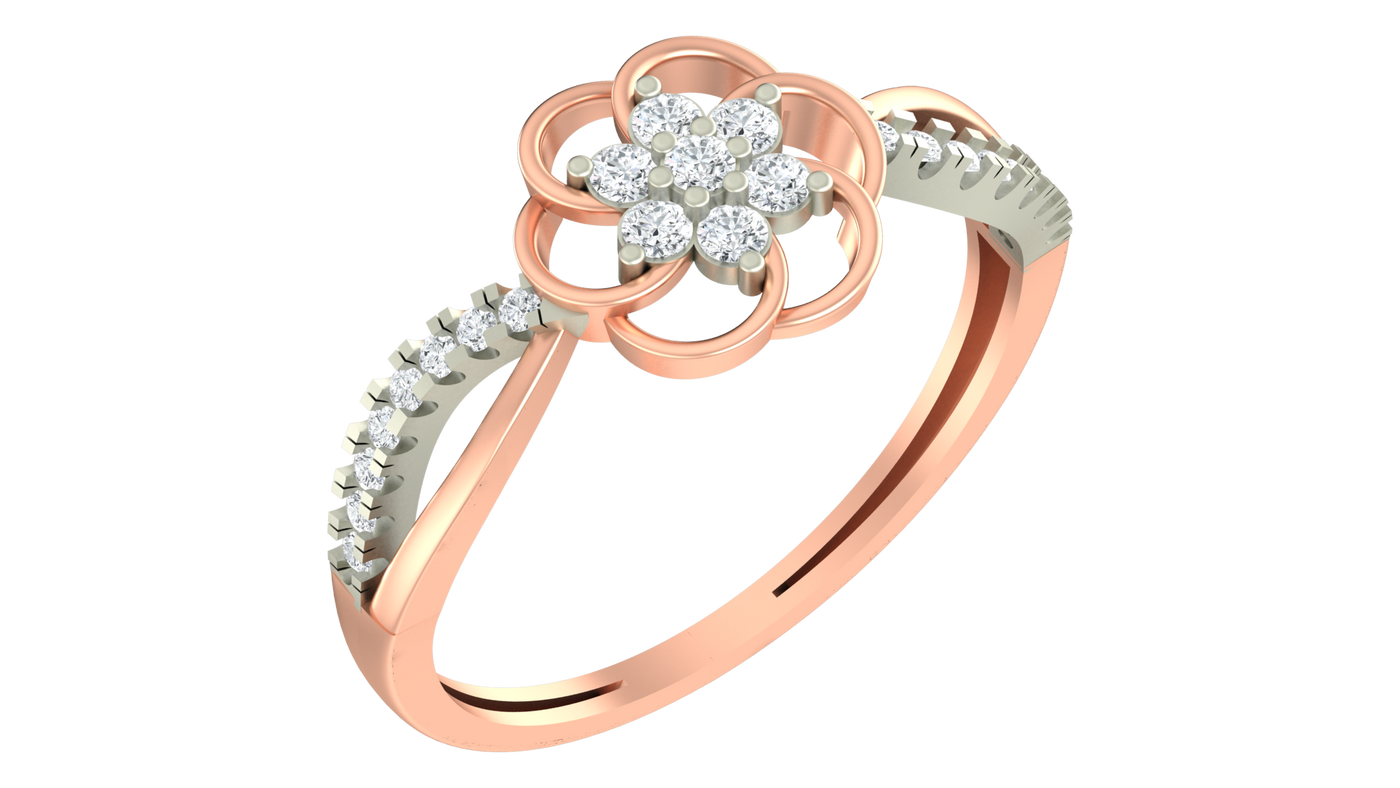 Gold & Diamond Floral Ring For Women KRC10303