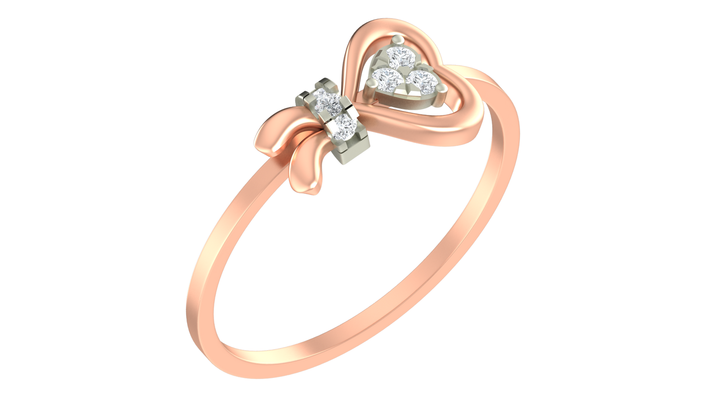 Gold & Diamond Heart-Shaped Ring For Women KRC10642