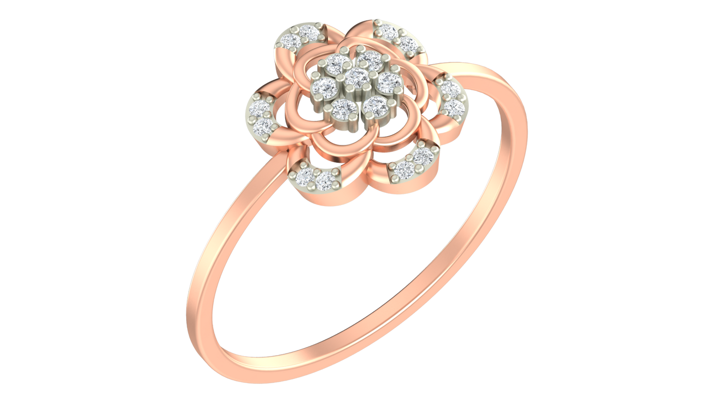 Gold & Diamond Floral Ring For Women KRC10309