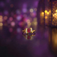 Gold & Diamond Gemstone Ring For Women KRC10648